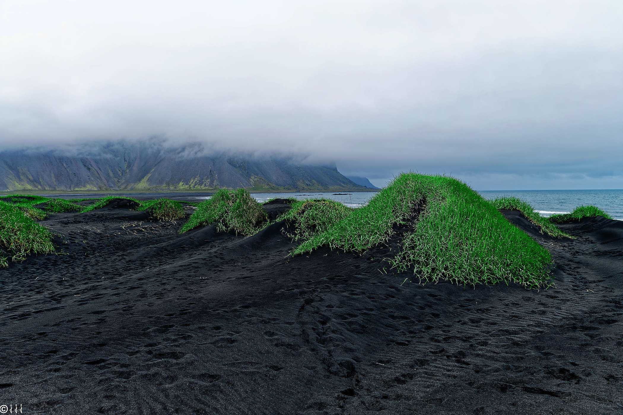 Plage de Stokksnes en Islande.